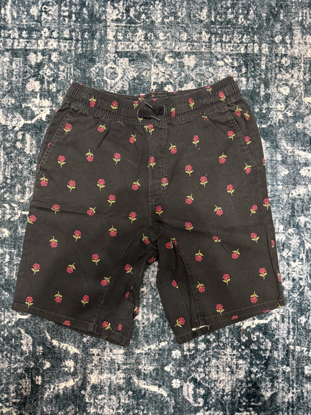 George Black Shorts with Rose Print